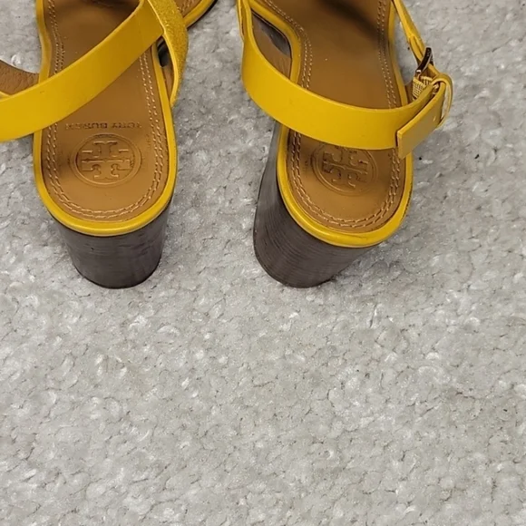 TORY BURCH mustard Yellow Suede Wedges Size 6.5 - Picture 10 of 11